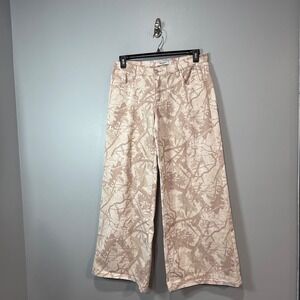 Refrain Los Angeles Camo Wide Leg High Rise Jeans Tan Cream baggy Print  9/29